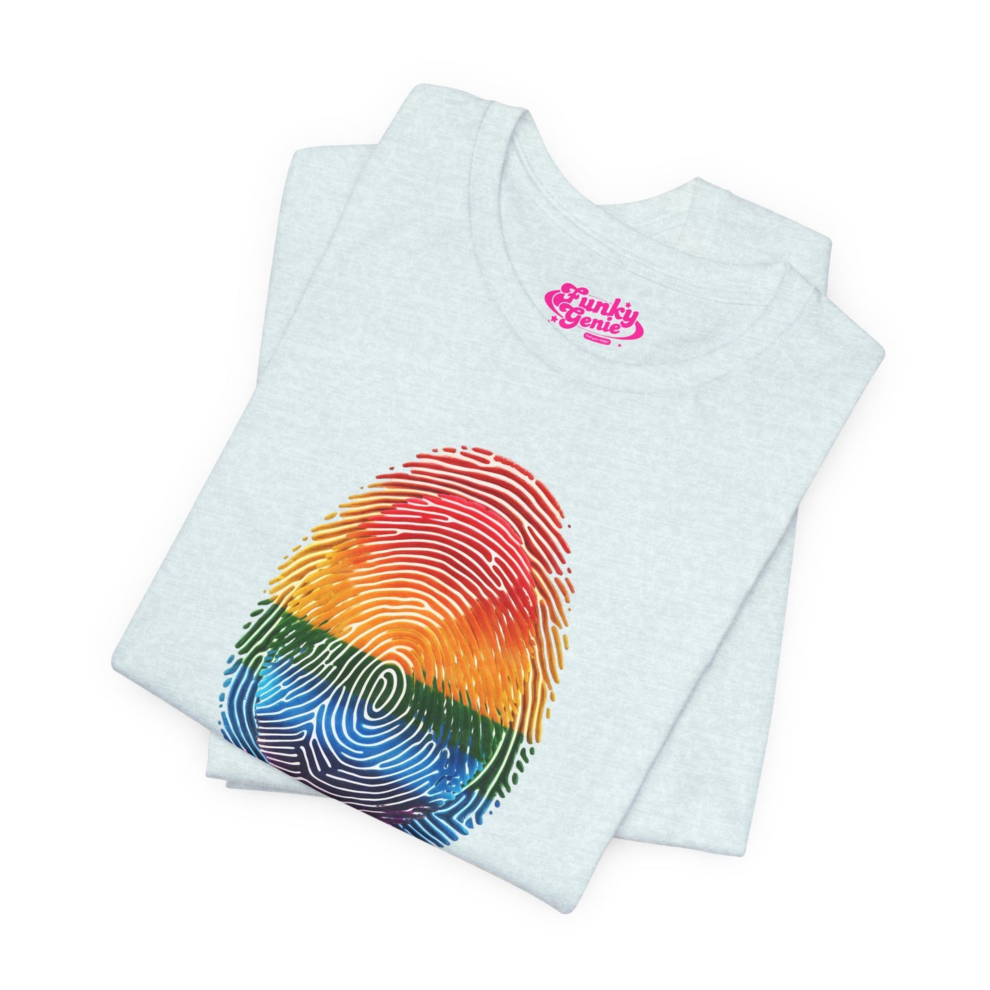 Pride Rainbow Finger Print Tee | Unisex Short Sleeve T-Shirt for LGBTQ+ Celebrations, Summer Vibes, Gift, Casual Wear