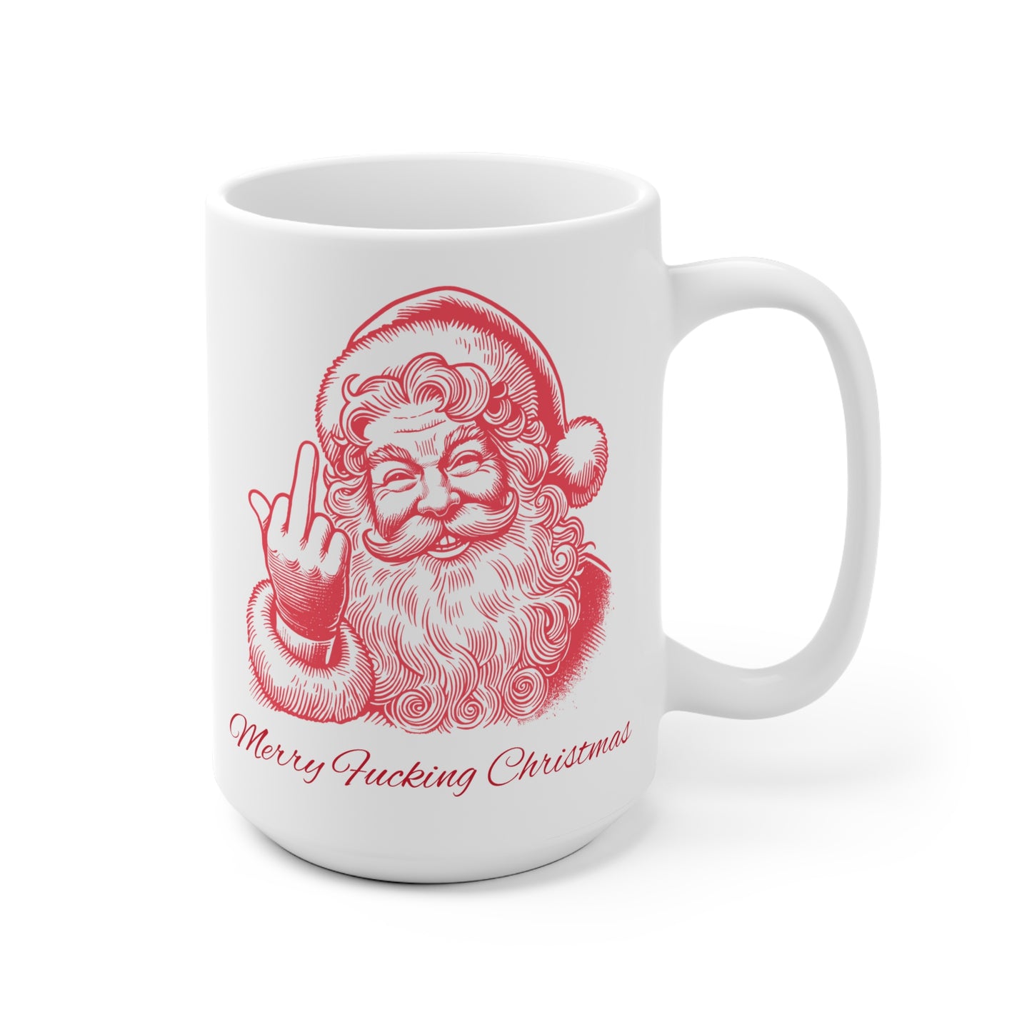 Humorous Christmas Ceramic Mug, Merry Fucking Christmas Gift, Funny Holiday Coffee Cup, Cute Gift for Grown-Ups, Novelty Drinkware