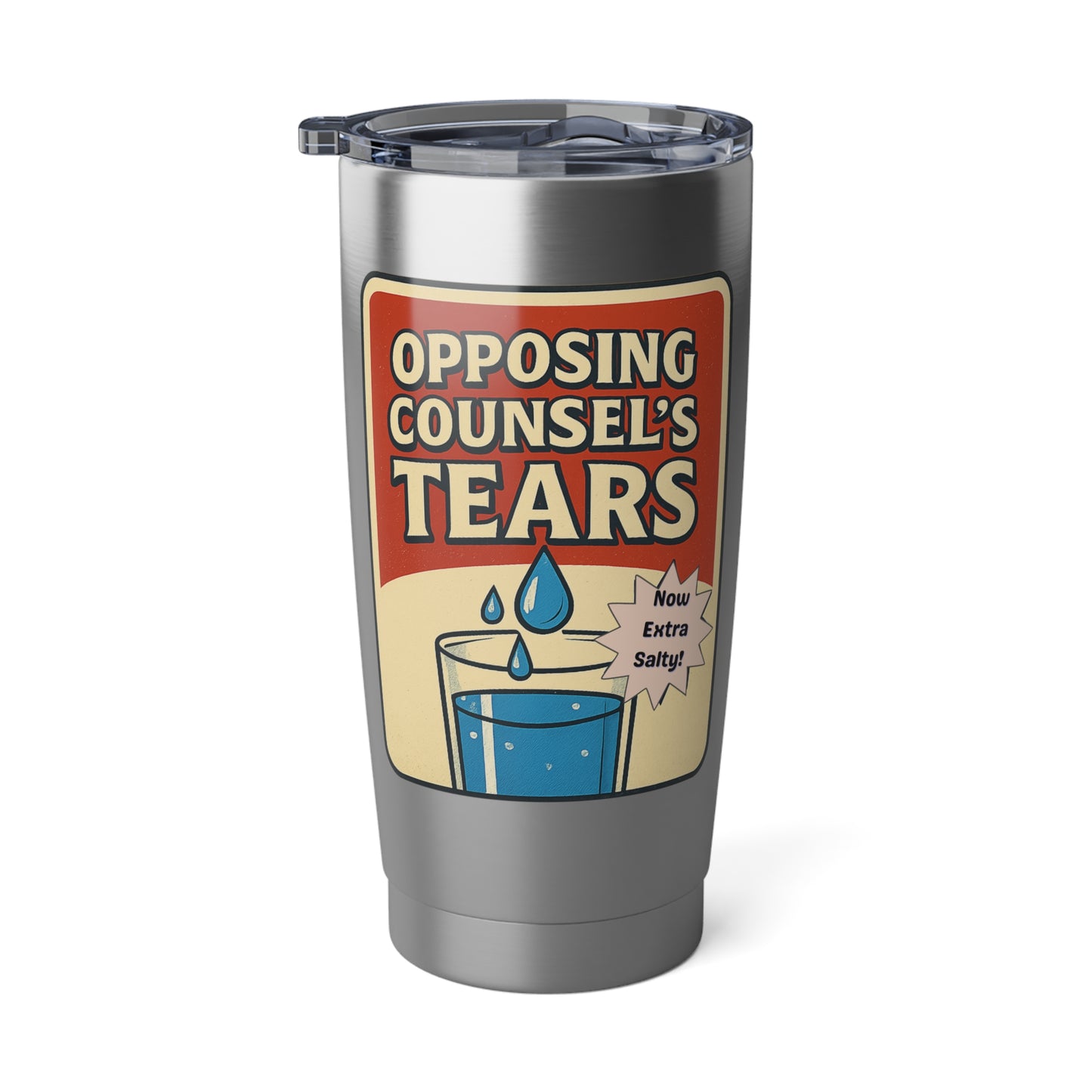 Opposing Counsel's Tears - Retro Coffee Tumbler — “Opening Coffee’s Cooler” Vintage Travel Mug 20oz