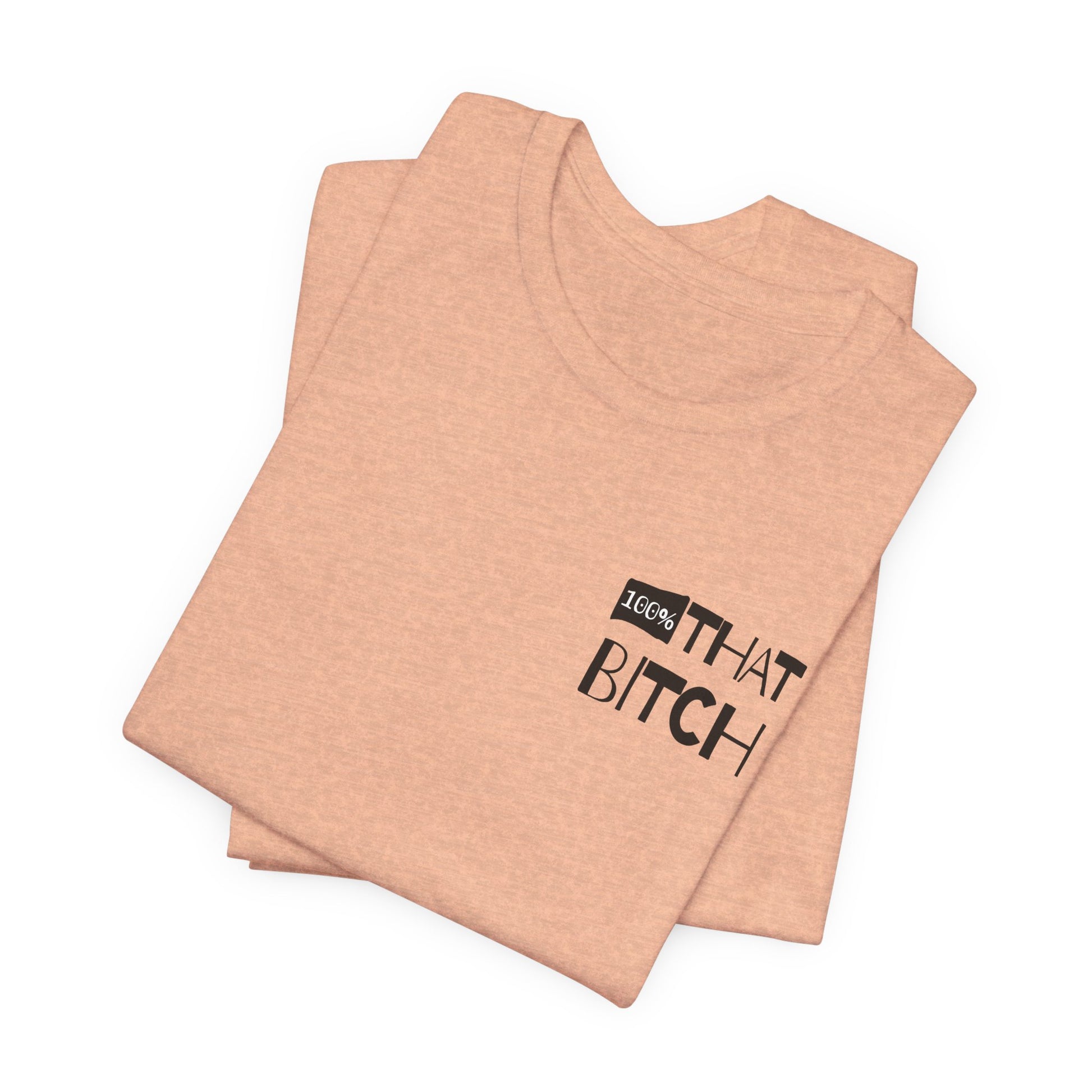 Beige tank top with text on a white background  100% that Bitch